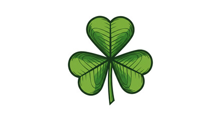 A vibrant shamrock, a symbol of Irish luck and St. Patrick's Day, depicted with detailed linework and rich green tones.