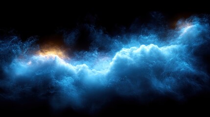 Fototapeta premium Celestial Cloudscape: A Digital Painting of Ethereal Clouds Illuminated by Glowing Lights