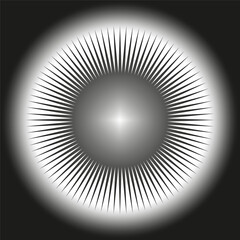 Sun rays icon. Gray gradient center. Radiant glow effect. Vector starburst symbol.