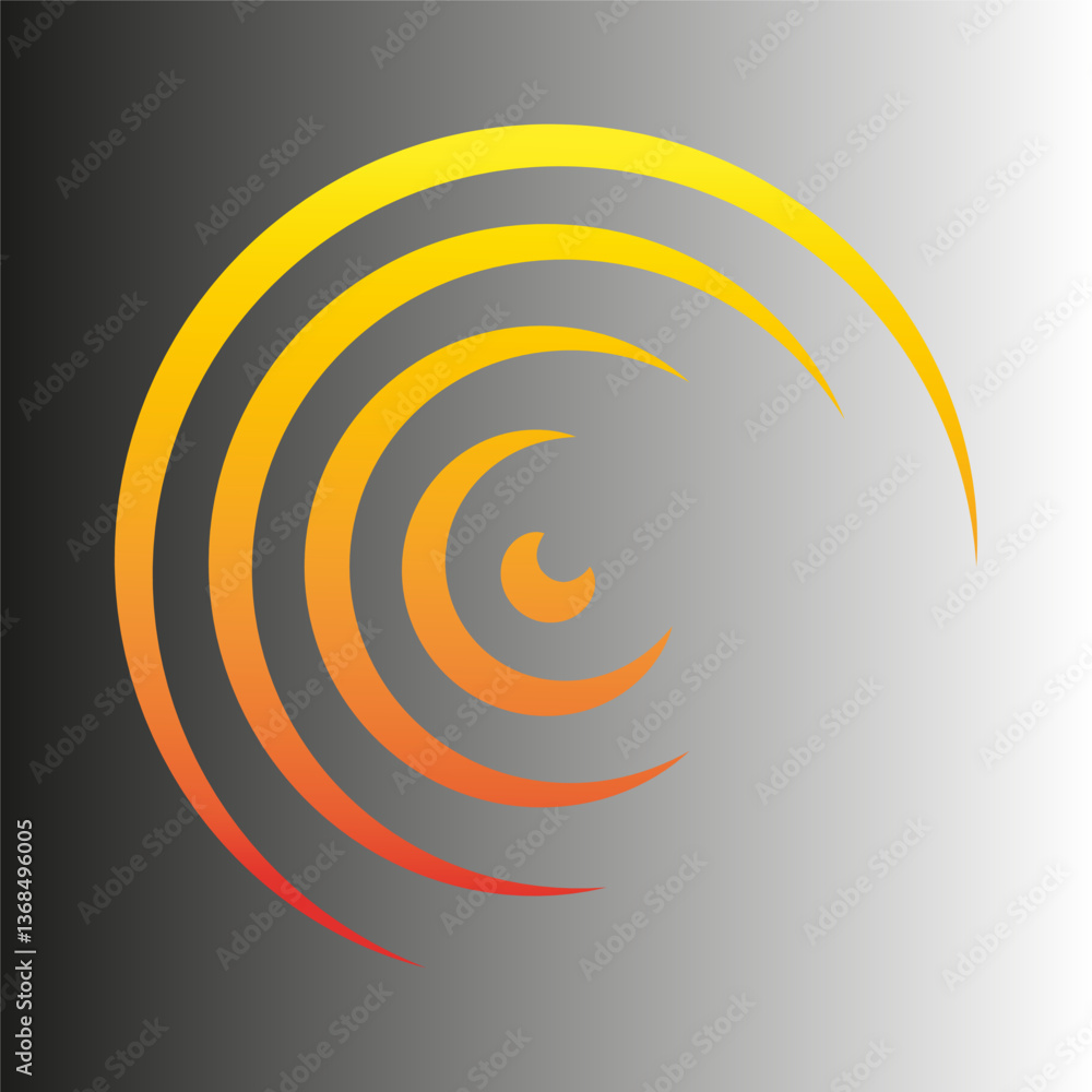 Poster gradient spiral icon. orange and yellow arc. futuristic circular wave. vector abstract.