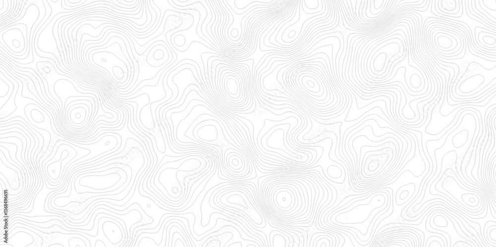 Poster abstract curve grid map and topo contour map on white background, topographic contour lines. seamles