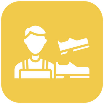 shoemaker man icon, white on yellow clip art preview