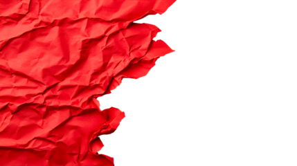 Red crumpled paper texture, abstract background, backdrop template, cut out transparent
