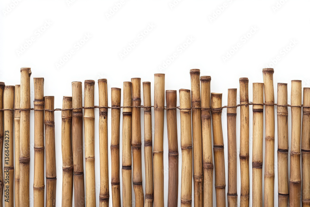 Aufkleber traditional bamboo mat with vertical sticks the mat is rectangular and laid flat against a white bac