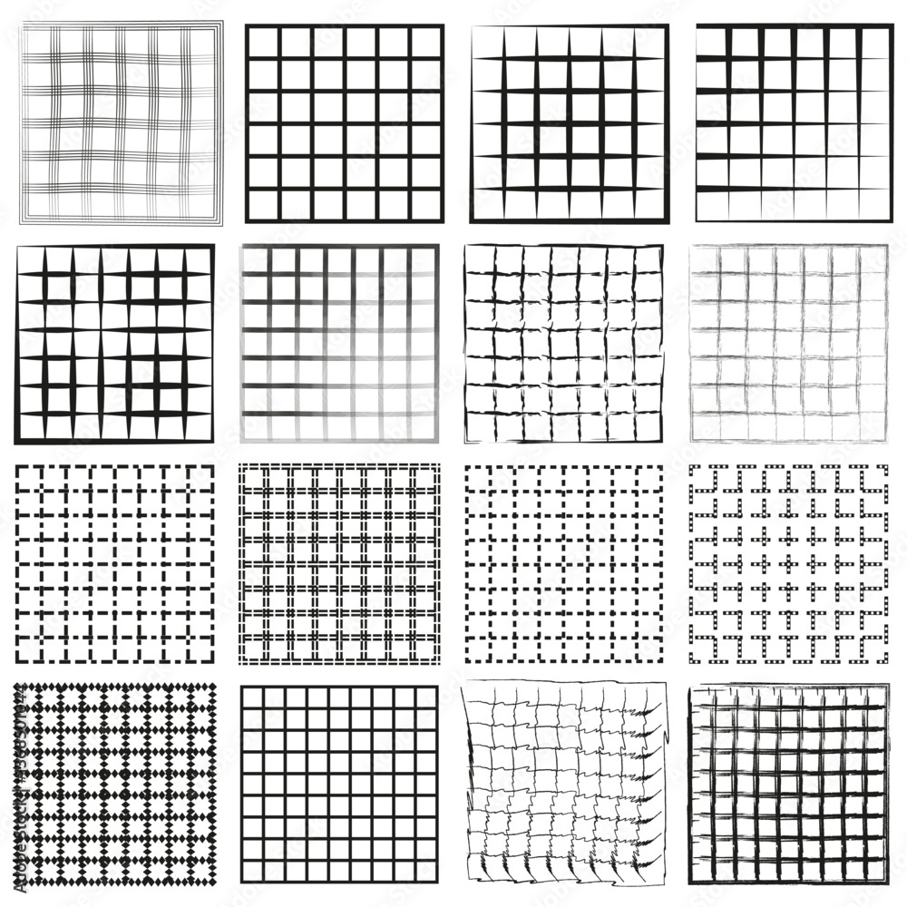 Poster grid pattern icons. black and white squares. geometric vector designs. abstract structured shapes.