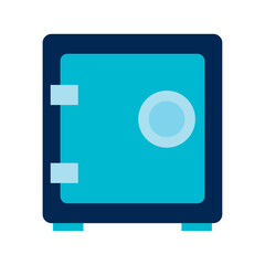 Vector illustration of a blue and dark blue safe or vault, representing financial security, protection of assets, secure storage, banking, and the safeguarding of money, wealth, and investments.