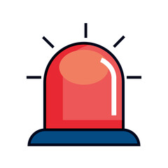 Vector illustration of a red flashing siren light on a blue base with a subtle shadow, symbolizing an emergency situation, a warning alert.