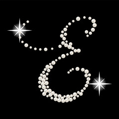 Capital Letters of English alphabet romantic with pearls