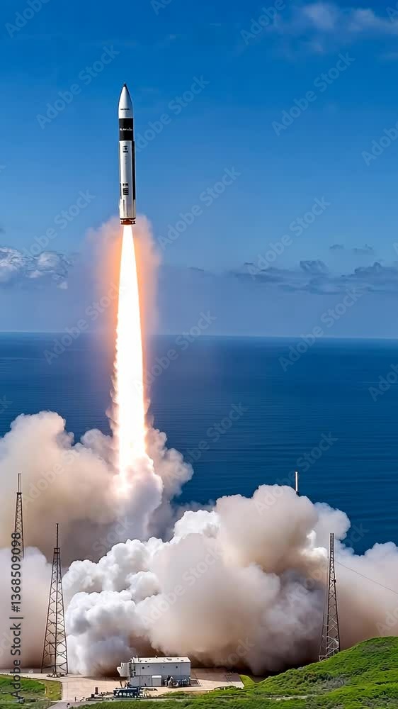 Poster the recent rocket launch conducted from a coastal location highlights the progression of advanced sp