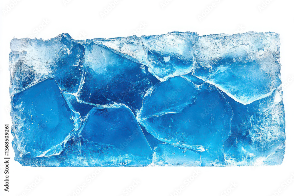 Poster rough blue ice block with a frosty surface and natural cracks presenting a cool and textured appeara
