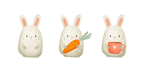 white rabbit clipart illustration. Animal easter bunny drawing isolated. Easter crafts rabbit drawing