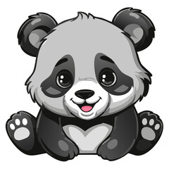 Naklejka premium Happy panda black and white picture.
