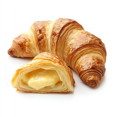 croissant filled with custard isolated on white background
