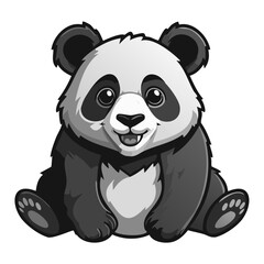Fototapeta premium Happy panda black and white picture.