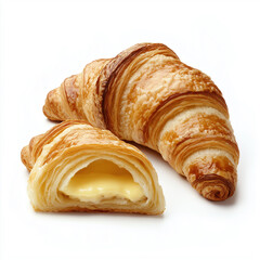 croissant filled with custard isolated on white background