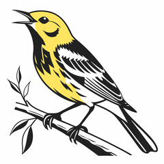 yellow warbler black silhouette icon vector