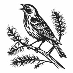 yellow warbler black silhouette icon vector