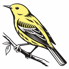 yellow warbler black silhouette icon vector