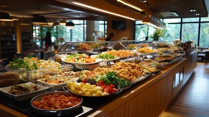 Obraz premium Restaurant Buffet With Diverse Dishes On Display