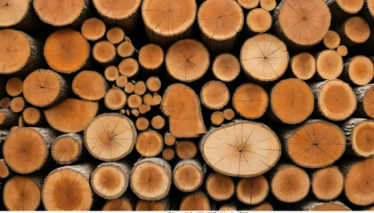 A neatly stacked pile of firewood in a natural forest setting