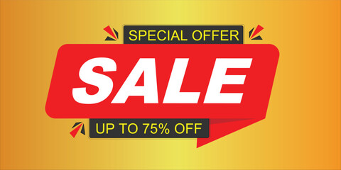 Sale Banner illustration, red color, sales sticker, promotional