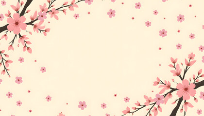 Obraz premium Cherry Blossom Branches on Pastel Background