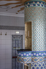 Opulent Art Nouveau Belle Époque design inside thermal suite relaxation spa wellness area on...