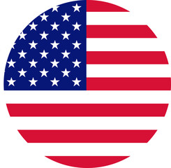 USA round flag  grunge vector icon . United States of America flat brush strok badge .Flag of usa  in the shape of a circle . Vintage American heart flag  isolated on transparent background.