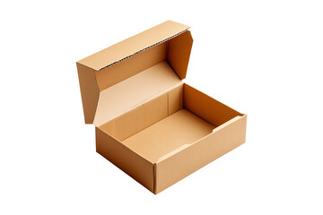 Paper box open cardboard carton isolated on white or transparent background..