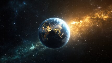 Obraz premium A planet with extreme auroras dancing across the night sky --ar 16:9 --v 6.1 Job ID: b1bedac4-4031-4b92-ac87-5fea442bf116