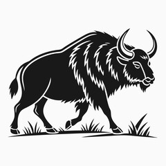 Yak black silhouette icon vector