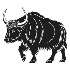 Yak black silhouette icon vector