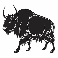 Yak black silhouette icon vector