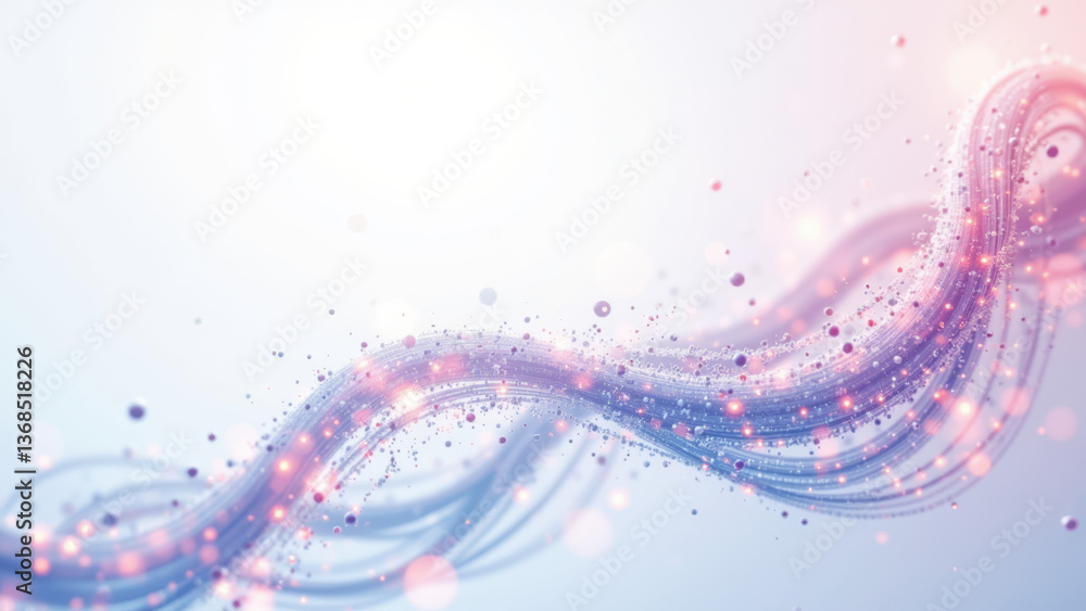 Poster stylized depiction of nad with flowing ribbon-like forms and bokeh light effects, emphasizing energy