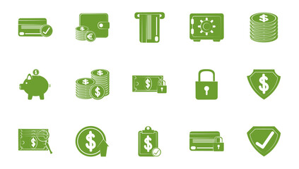 Set of finance vector icons with a white background