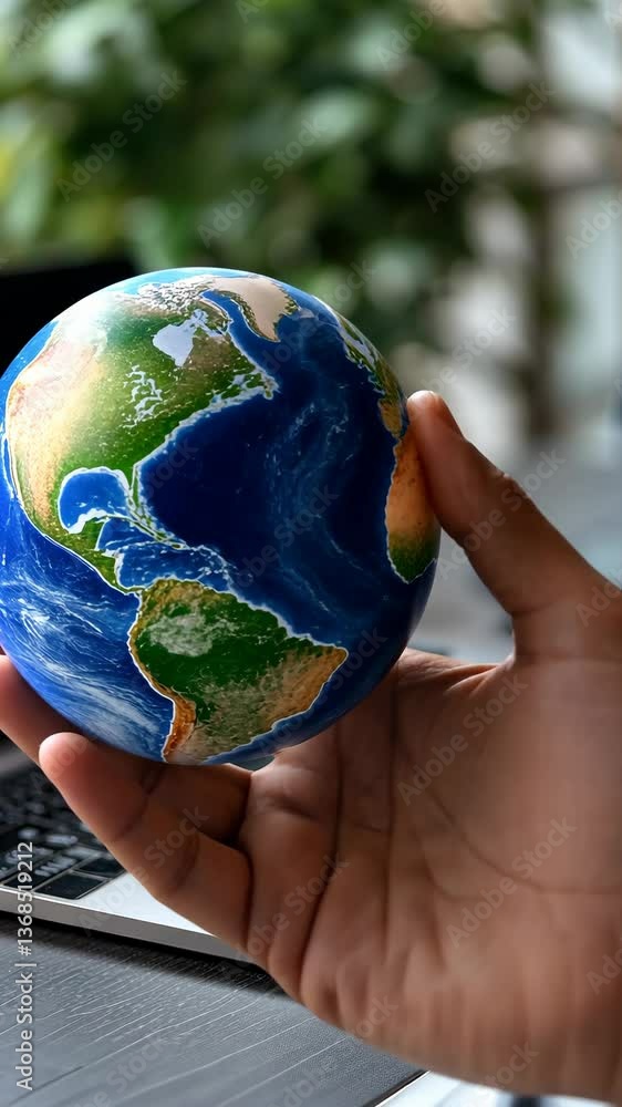 Poster delving into the intricate connection between technology and our planet while holding a globe in my 