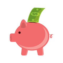 Vector image of a piggy bank icon with a white background