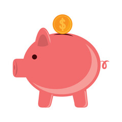 Vector image of a piggy bank icon with a white background