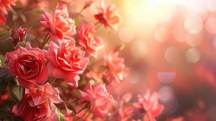 Background of red roses. Floral texture.