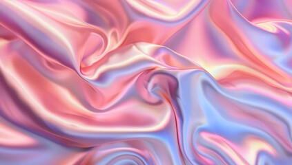 Obraz premium Dreamy iridescent silk fabric flowing pastel pink and blue hues luxurious soft texture elegant smooth waves gentle light reflecting