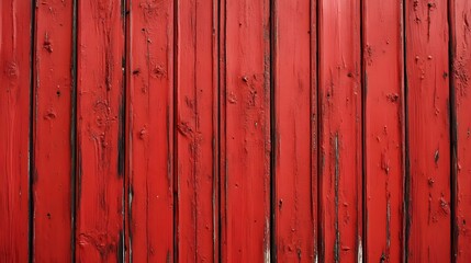 High-Resolution Full Frame Shot of Vibrant Red Painted Wooden Wall Background