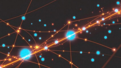 Network of blue dots, lines representing data points, science. Abstract background with connections, nodes for tech, business, engineering presentations or cyberspace, AI topics