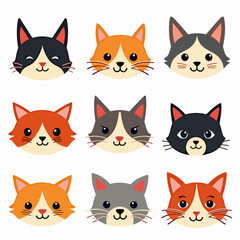 Cats set, collection in doodle style isolated vector	