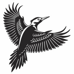 Woodpecker black silhouette icon vector