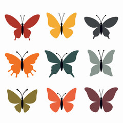 Set of butterfly vector illustrations on white background	