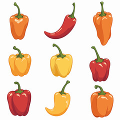 Set of pepper vector illustrations on white background	