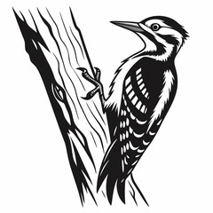 Woodpecker black silhouette icon vector