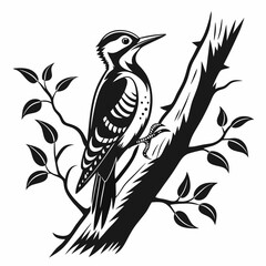 Woodpecker black silhouette icon vector