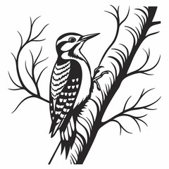 Woodpecker black silhouette icon vector
