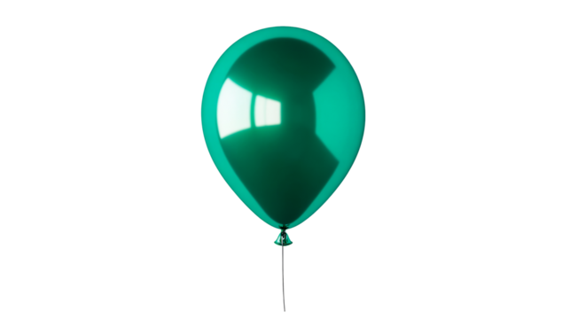 Bright green balloon with a glossy finish on a transparent background - Powered by Adobe